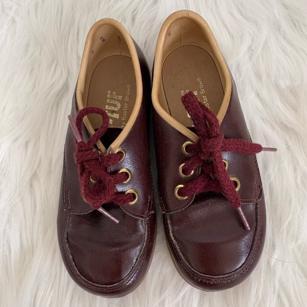 Buster Brown Kids Dress Shoes-Kids Tuf Burgundy with  Red Laces